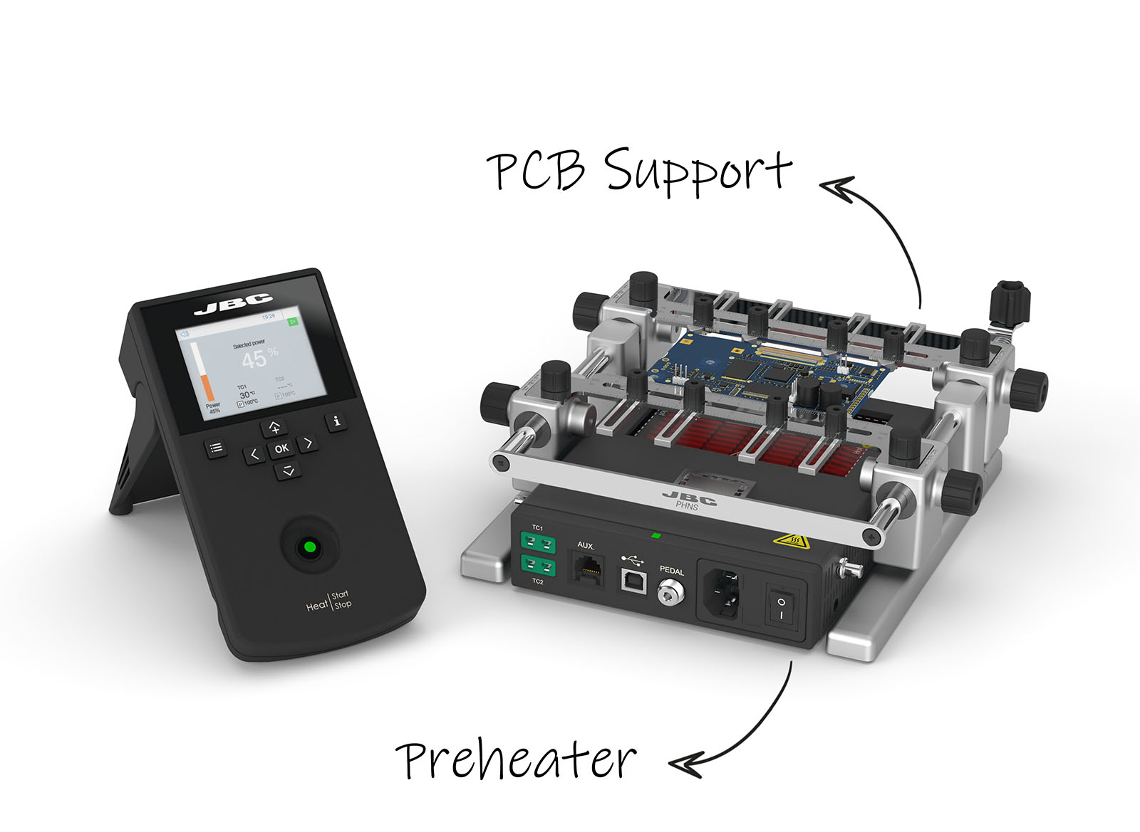 PHNEK - Preheater Set for PCBs up to 11 x 7 cm / 4 x 3